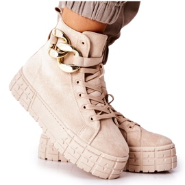 Sneakers Alte Sulla Piattaforma Beige Chiaro Evenia