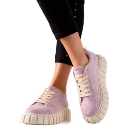TRENDI Sneakers in pelle scamosciata sulla piattaforma viola