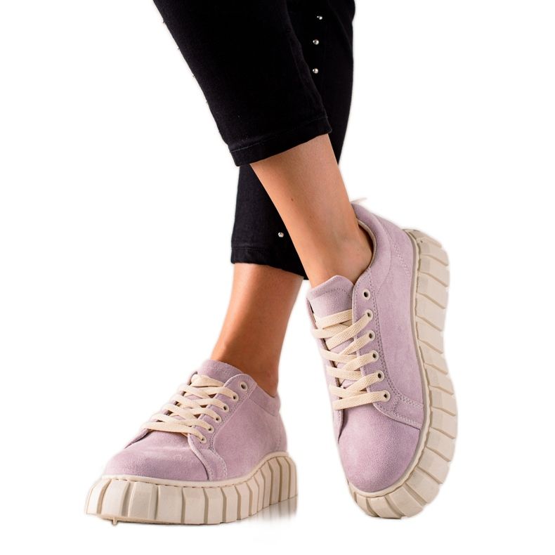 TRENDI Sneakers in pelle scamosciata sulla piattaforma viola