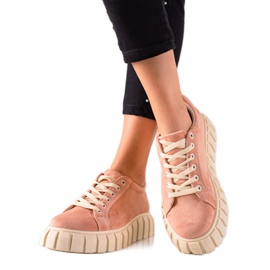 Renda Sneakers in pelle scamosciata rosa