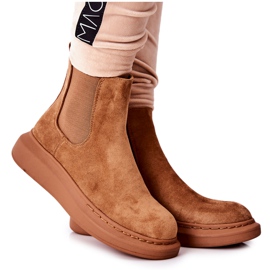 PS1 Stivaletti in pelle scamosciata Stivali Jodhpur sulla piattaforma Beige Marissa marrone