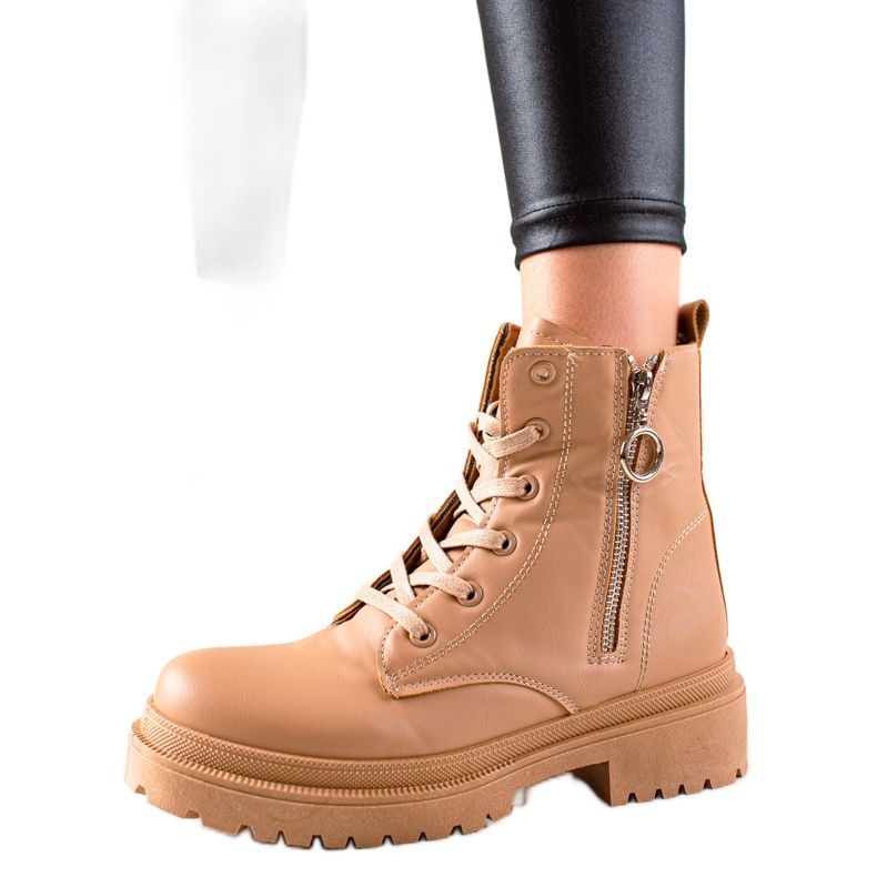 TRENDI Trappers marroni con cerniera marrone