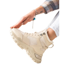 TRENDI Stivali stringati caldi beige