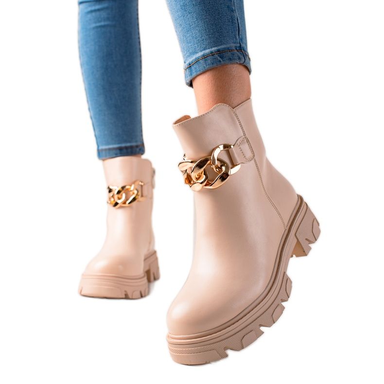 Bestelle Stivaletti Beige Con Catena