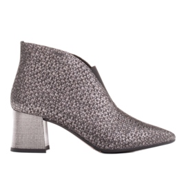 Marco Shoes Stivaletti sottili in pelle argento con tomaia in gomma grigio