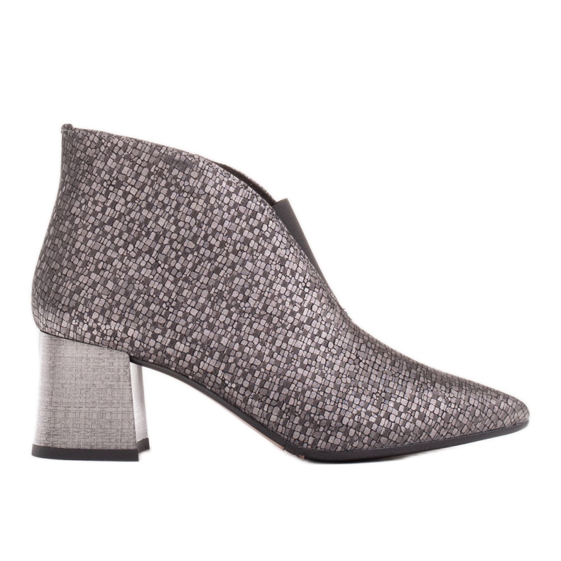 Marco Shoes Stivaletti sottili in pelle argento con tomaia in gomma d'argento grigio