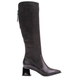 Marco Shoes Stivali classici in una combinazione di pelle e nabuk nero