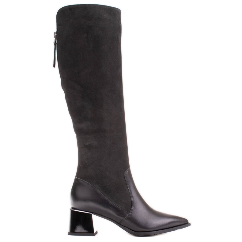 Marco Shoes Stivali classici in una combinazione di pelle e nabuk nero