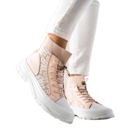 Goodin Sneakers alte alla moda bianco rosa