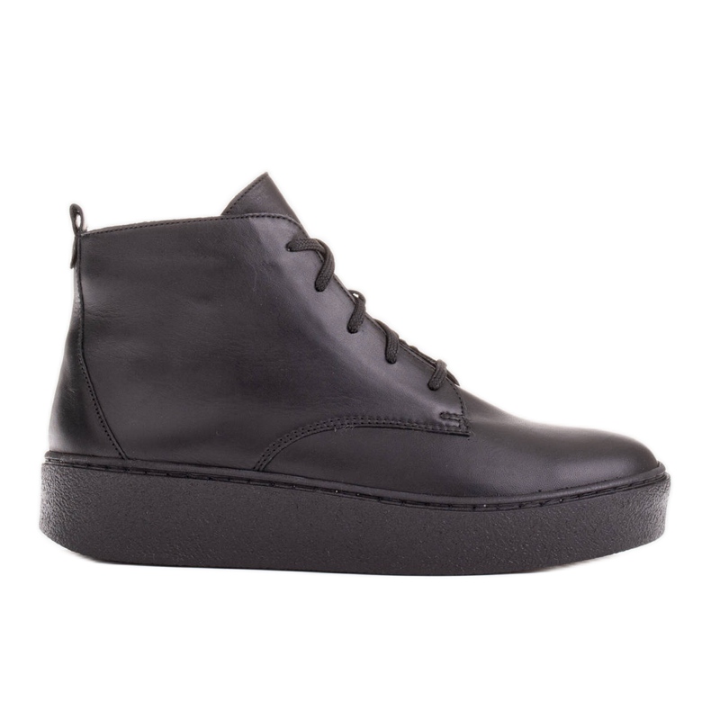 Marco Shoes Stivali bassi stringati realizzati in morbida pelle nero