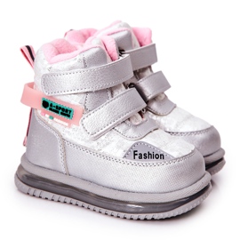 PJ2 Stivali da neve caldi Stivali Hesiera argento con cerniera rosa