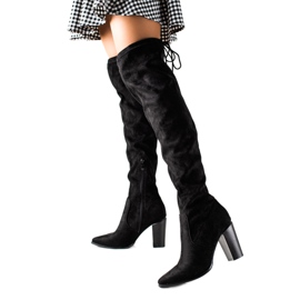 Lucky Shoes Stivali neri alti alla coscia con tacco alto nero