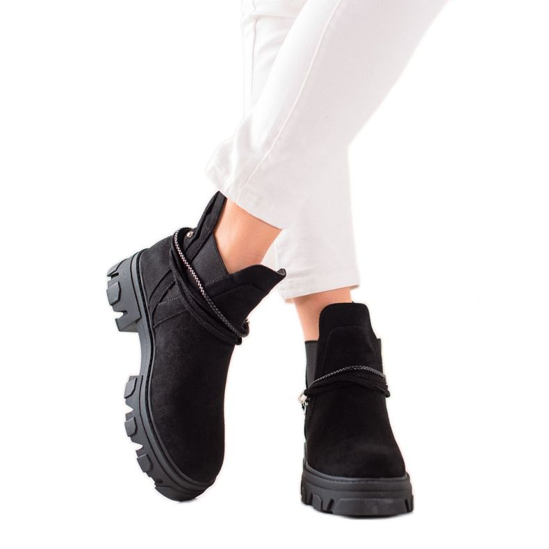 Goodin Stivali slip-on con strisce decorative nero