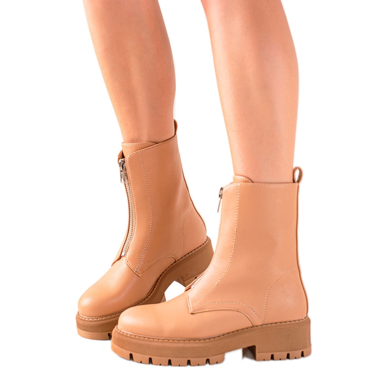 Seastar Stivaletti cammello alla moda con cerniera marrone