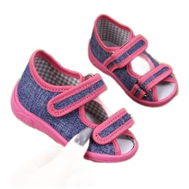 Pantofole da casa Nazo TEX4B, blu navy e rosa