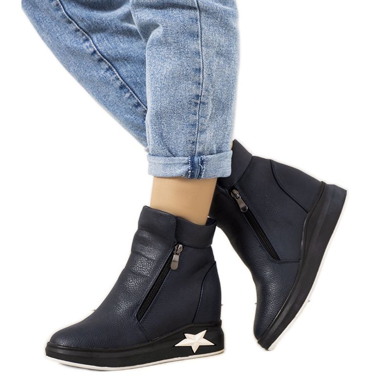 Stivali da donna blu navy sulla zeppa di Edmee