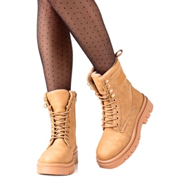 TRENDI Scarponi da trekking marroni classici beige