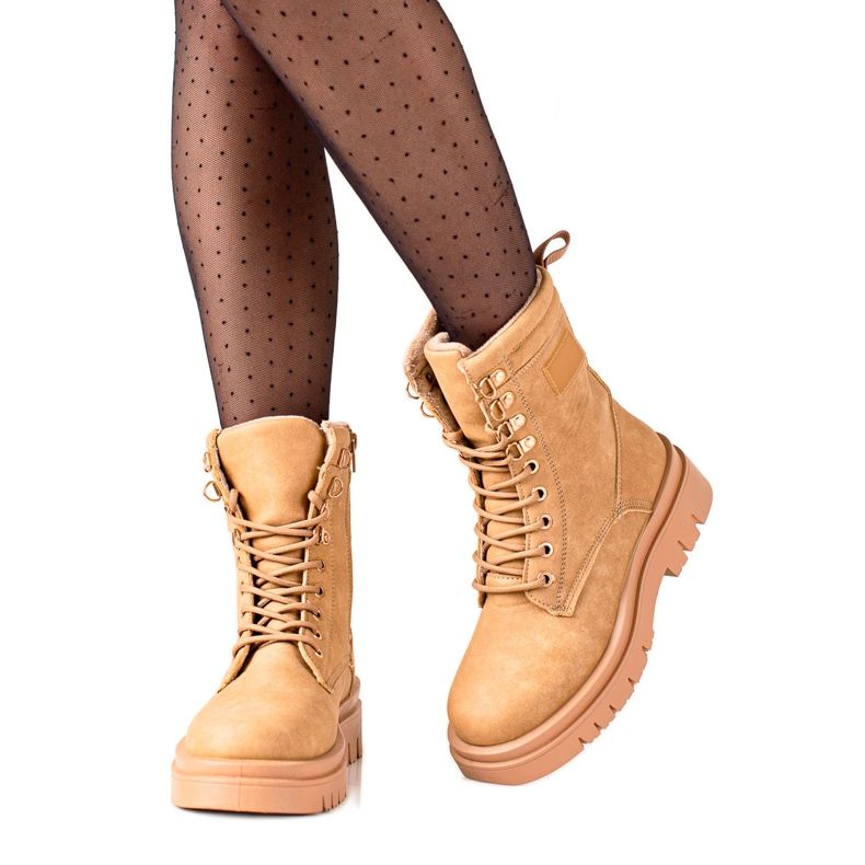 TRENDI Scarponi da trekking marroni classici beige