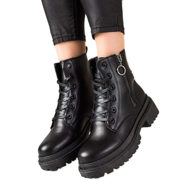 TRENDI Trappers neri con cerniera nero