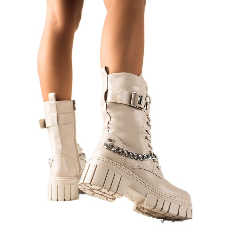 TRENDI Stivali Con Catena beige