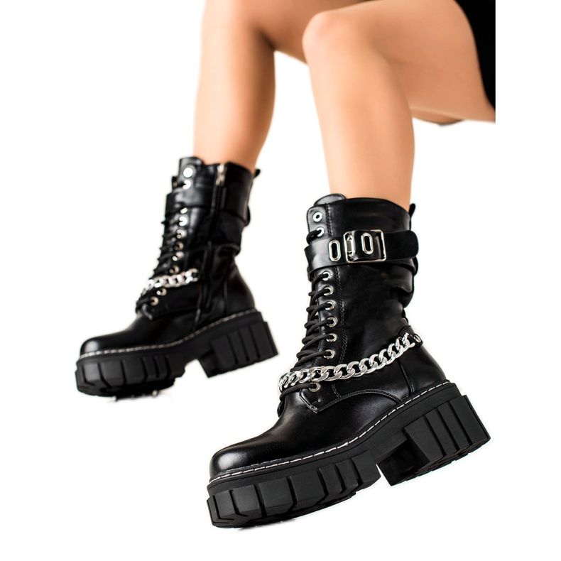 TRENDI Stivali Con Catena nero