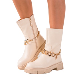 Gogo Stivali da lavoro alla moda con catena beige