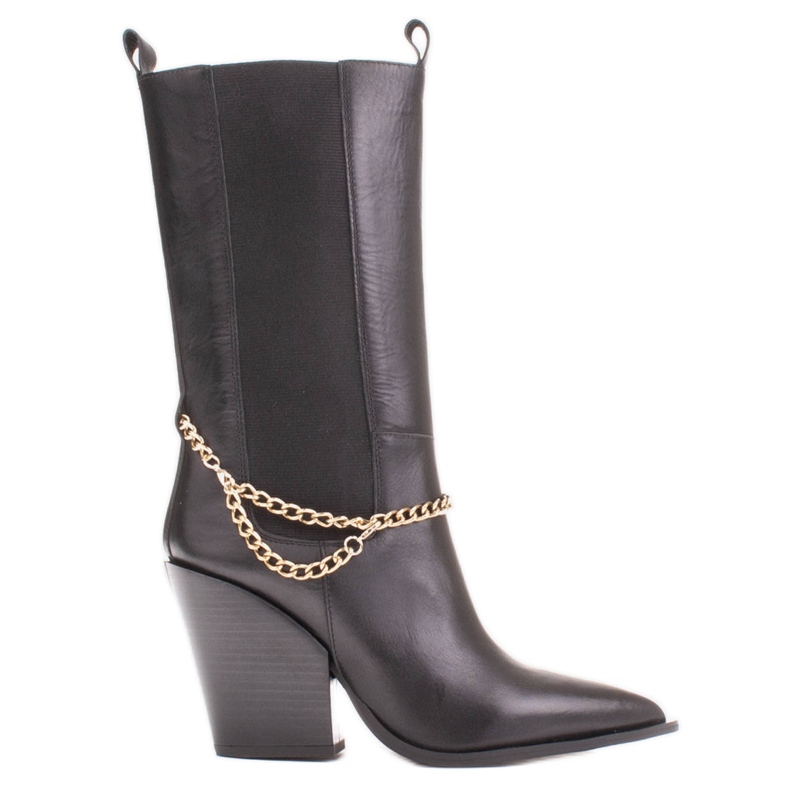 Marco Shoes Stivali da cowboy neri con catena d'oro nero