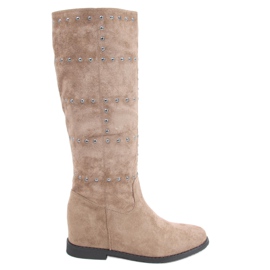 Stivali con zeppa nascosta Ferto Khaki beige