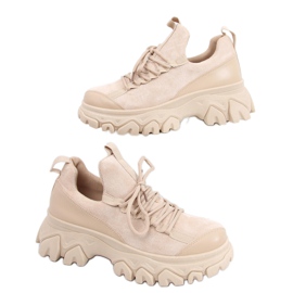 Huggy Khaki scarpe sportive con suola alta beige