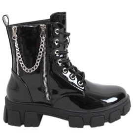 Stivaletti in vernice con catena Mina Black nero