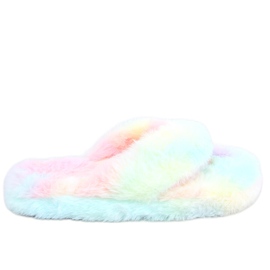 Bunny Pantofole di pelliccia colorate blu rosa giallo
