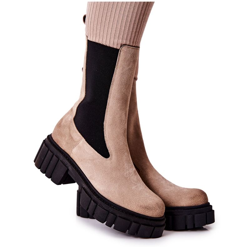 Stivali Pelle Lavoratori Laura Messi Beige chiaro 2421 marrone