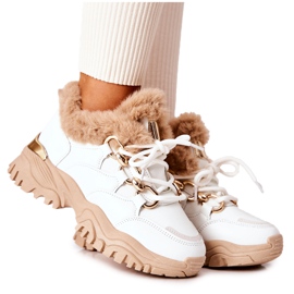 PM1 Scarpe sportive isolate in pelle bianche e beige Shiney bianco
