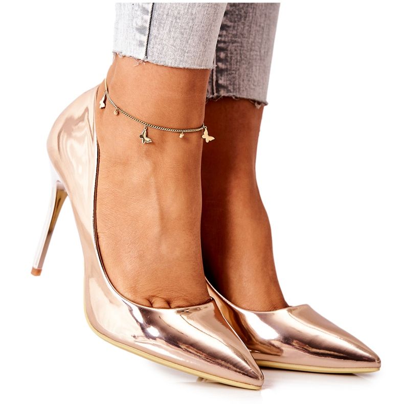 PG2 Eleganti tacchi specchiati in oro rosa Adrinnah d'oro