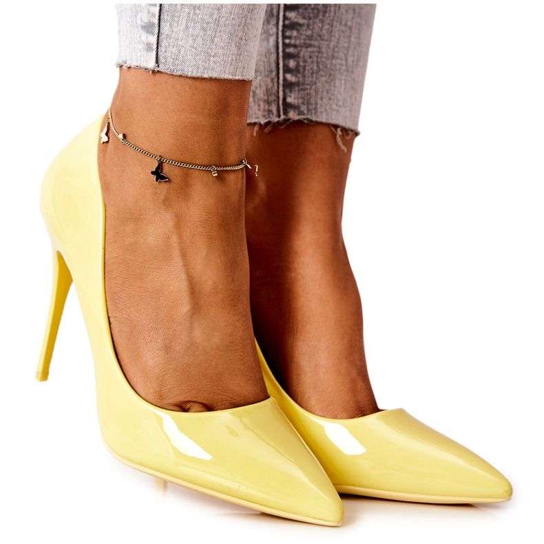PG2 Eleganti tacchi alti Adrinnah laccati gialli giallo