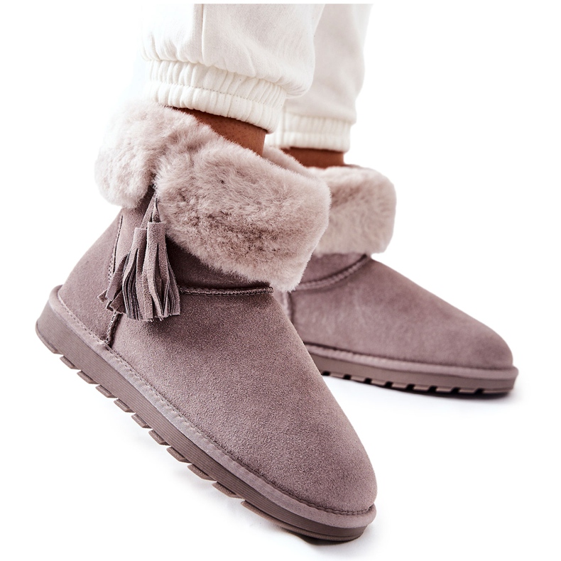 FS1 Mukluki Doposci Warm Fringe Grey Sorella grigio