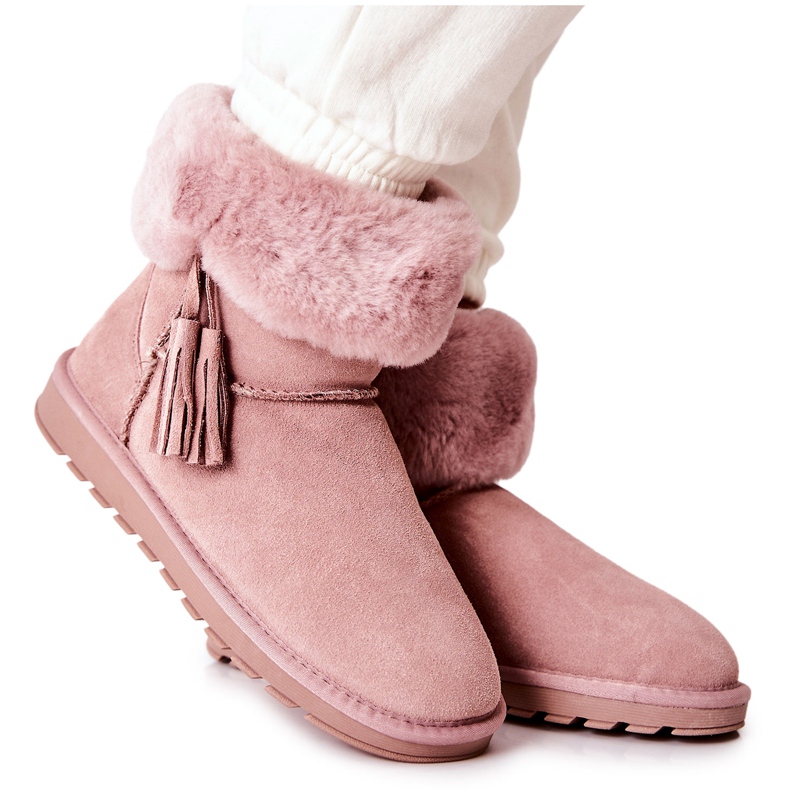 FS1 Mukluki Doposci Warm Fringe Pink Sorella rosa