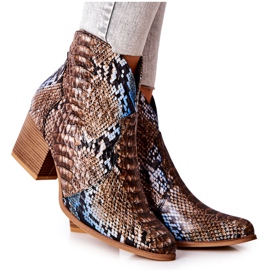 Lewski Shoes Stivali Cowboy Lewski Marrone-Blu Snake Pattern EV28
