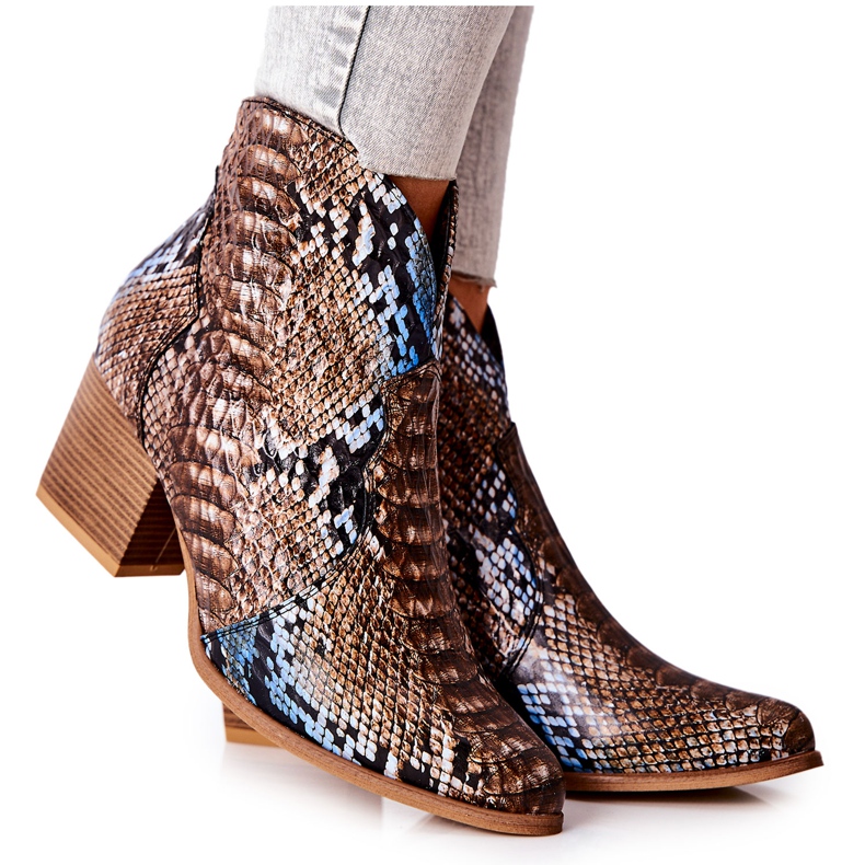 Lewski Shoes Stivali Cowboy Lewski Marrone-Blu Snake Pattern EV28