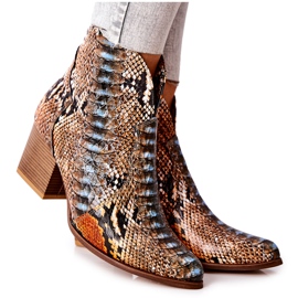 Lewski Shoes Stivali Cowboy Lewski Arancione-Blu Snake Pattern EV28 marrone arancia