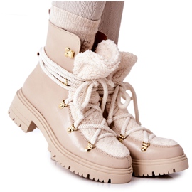 Lewski Shoes Stivali in pelle Trappers Legati Lewski Beige chiaro 3116