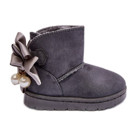 Caldi stivali da neve per bambini con fiocco grigio snowis