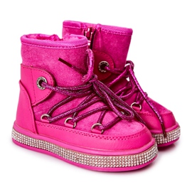 FR1 Stivali Da Neve Per Bambini Con Cubic Zirconia Wellma Fuchsia rosa