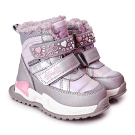 PJ2 Stivali da neve caldi per bambini Argento-Rosa Chilly viola d'argento