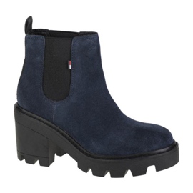 Tommy Hilfiger Stivaletto Essential in pelle scamosciata con tacco medio W EN0EN01093-C87 blu navy