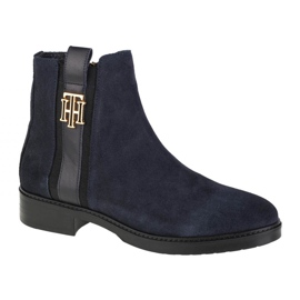 Tommy Hilfiger Stivaletto piatto in pelle scamosciata interlock W FW0FW05184-DW5 blu navy