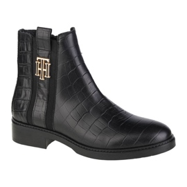 Tommy Hilfiger Stivaletto piatto elegante effetto coccodrillo W FW0FW05348-BDS nero