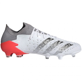 Scarpe da calcio Adidas Predator Freak.1 Fg LM FY6263 bianco, bianco, grigio / argento bianca