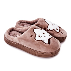 WJ1 Pantofole Calde Bambini Beige Nella stars marrone