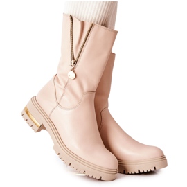PA2 Stivali caldi in pelle Stivali Florency beige